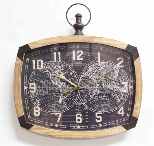 OVAL WALL CLOCK WITH GLOBE IN THE MIDDLE 56X6.5X59.5CM