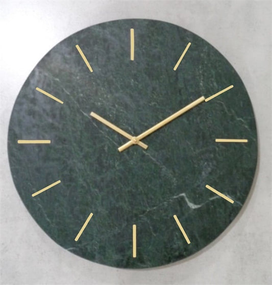 INLAYED NATURAL GREEN MARBLE WALLCLOCK DIA 48CM