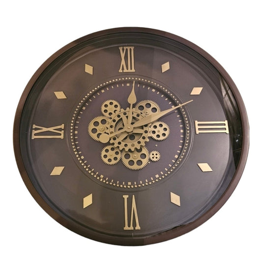 GEAR CLOCK DIA70*8CM BLACK/GOLD ROMAN