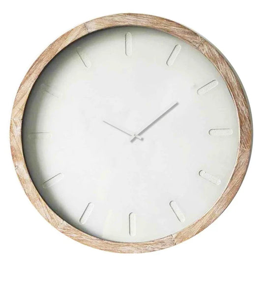 WOODEN CLOCK 'ABSTRACT' GLASS COVER LARGE 80X6.5CM