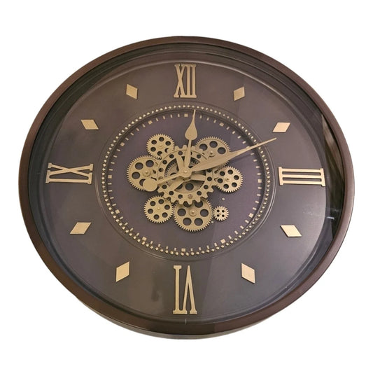 GEAR CLOCK DIA55*7.5CM BLACK/GOLD ROMAN