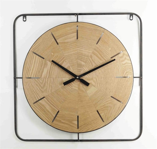 SQUARE WOODEN CLOCK NO NUMBERS 60.5X60CM