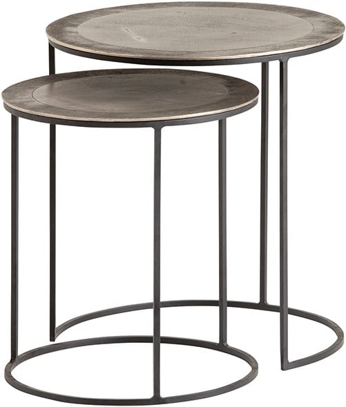 SOCHI BIJZETTAFEL SET VAN 2, NICKEL ANTIQUE - ALLURE ALU COLLECTION
