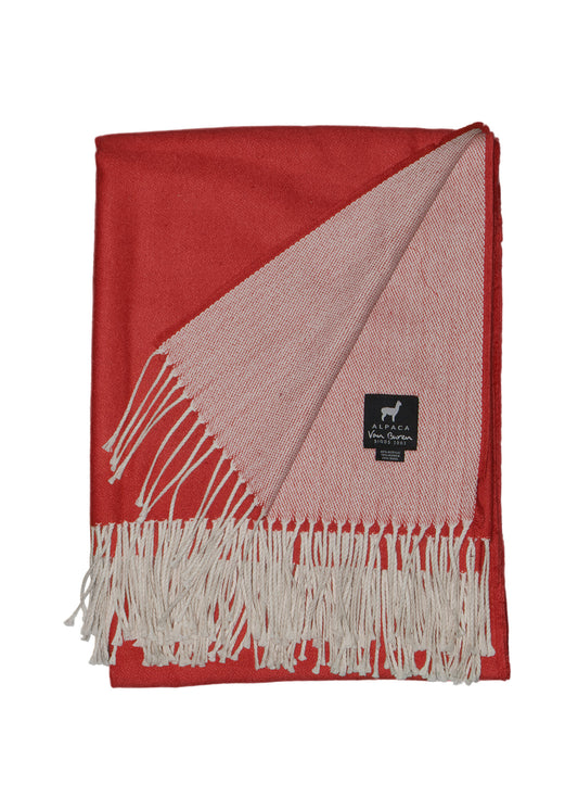 LICHTE ALPAKA PLAID - ROOD - 175X135CM