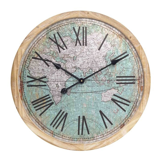 WALL CLOCK COLORED WORLD MAP DIA60*4.5CM