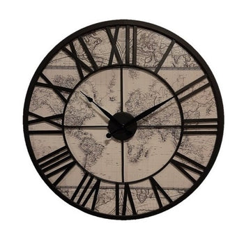 METAL CLOCK VINTAGE WORLDMAP 57*5*57CM
