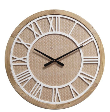 WOODEN WALL CLOCK WHIT WHITE ROMAN DIGIT DIA 60X4.5CM
