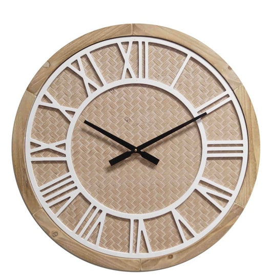 WOODEN WALL CLOCK WHIT WHITE ROMAN DIGIT DIA 60X4.5CM
