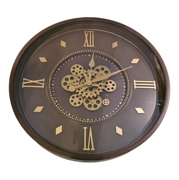 GEAR CLOCK DIA55*7.5CM BLACK/GOLD ROMAN
