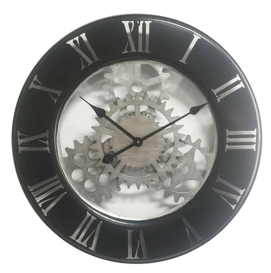 WALL CLOCK CLOSE VINTAGE MECHANICAL GEAR CLOCK DIA 63X4.5CM