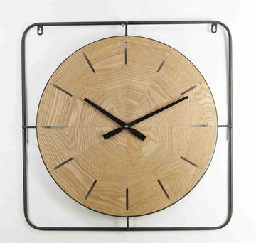 SQUARE WOODEN CLOCK NO NUMBERS 60.5X60CM
