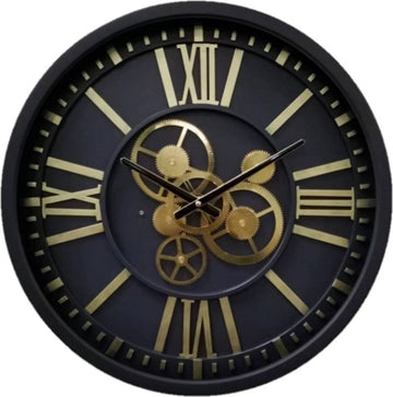 BLACK/INDIGO NEW GEAR CLOCK 46CM GLASS COVER