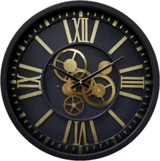 BLACK/INDIGO NEW GEAR CLOCK 46CM GLASS COVER