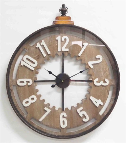 WALL CLOCK OLD WITH HANDLE 60*6*73,5CM GLASS COVER