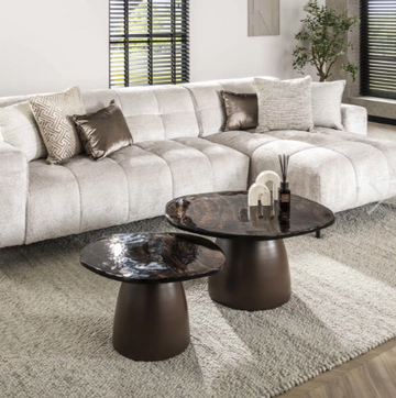 SALONTAFEL ECLIPSE SET VAN 2 / ANTIEK KOPER