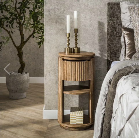 NACHTKASTJE WAVE XS ROND 1 LADE / MASSIEF MANGO ZAND