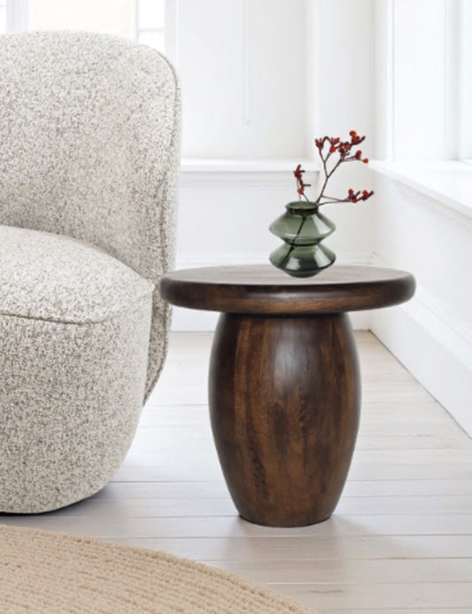BIJZETTAFEL Ø50, MANGO BROWN WALNUT - BALLOON TABLE COLLECTION