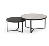 EMILIA SALONTAFELS SET 2 ROND TRAVERTIN STONE