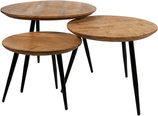 MÜNCHEN SALONTAFEL ROND, SET VAN 3, SMOOTH NATURAL - MUST HAVE COLLECTION