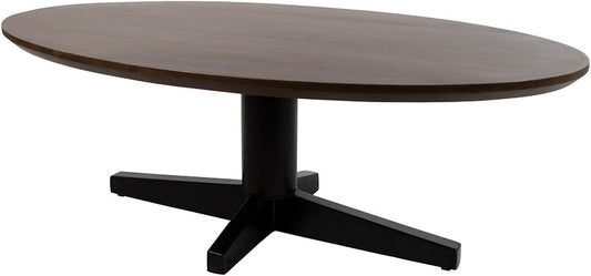 SALONTAFEL 130, OVAAL, POOT ZWART, MANGO BROWN WALNUT - SCORPIO TABLE COLLECTION