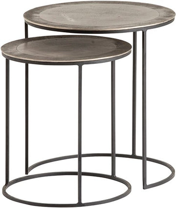SOCHI BIJZETTAFEL SET VAN 2, NICKEL ANTIQUE - ALLURE ALU COLLECTION