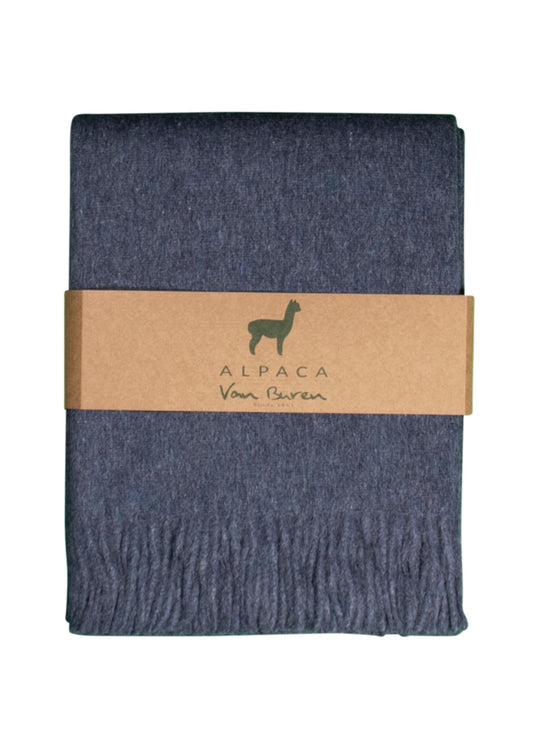 ALPAKA PLAID - DONKERBLAUW - 200X150CM - NEW!