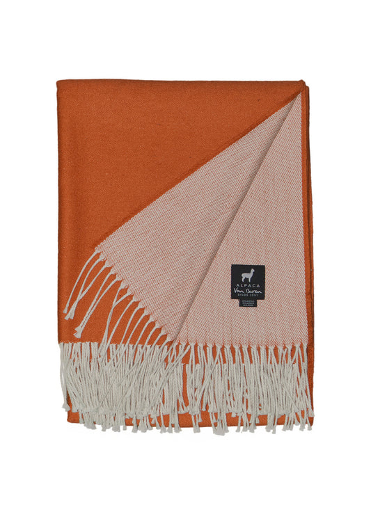 LICHTE ALPAKA PLAID - ORANJE - 175X135CM