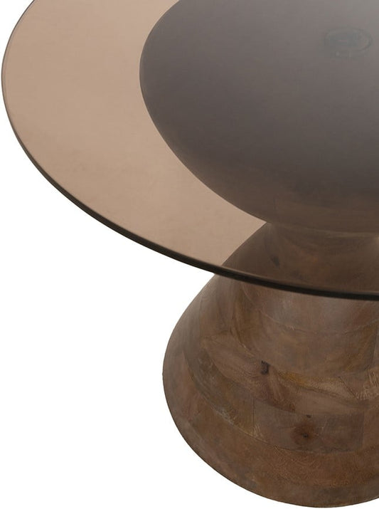 YVES BIJZETTAFEL Ø57, H47, MANGO MATT WALNUT, SMOKE GLASS - COUTURE COLLECTION