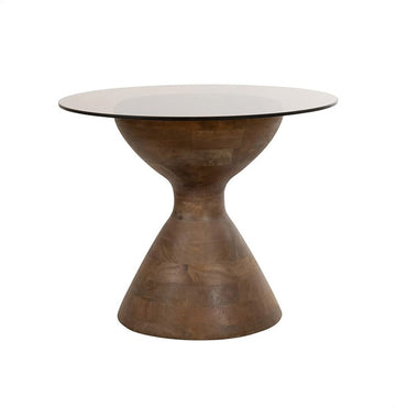 YVES BIJZETTAFEL Ø57, H47, MANGO MATT WALNUT, SMOKE GLASS - COUTURE COLLECTION