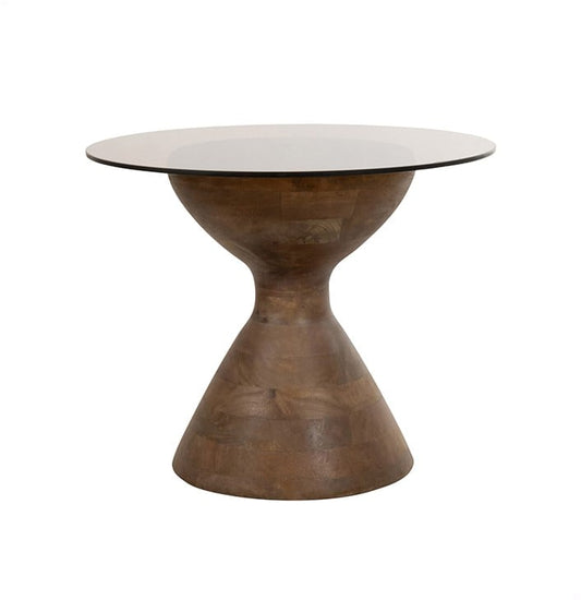 YVES BIJZETTAFEL Ø57, H47, MANGO MATT WALNUT, SMOKE GLASS - COUTURE COLLECTION